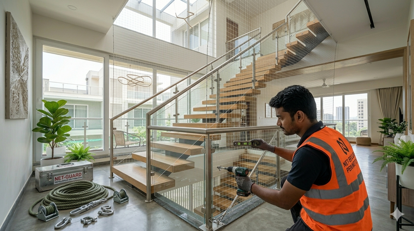 Staircase Safety Nets installation